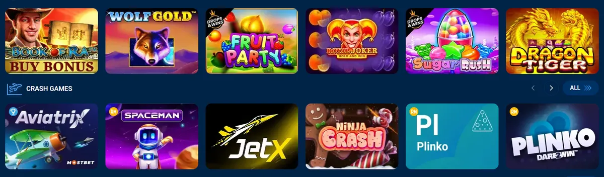 Игры Мостбет Casino: слоты, live и столы